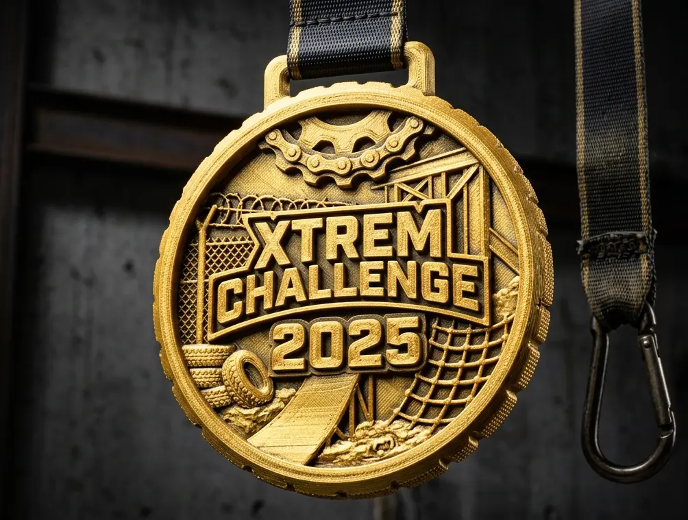 3D Printer printing a golden trophy