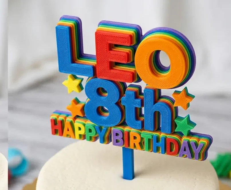 Personalizaciones especiales con impresión 3D - topper pastel cumpleaños
